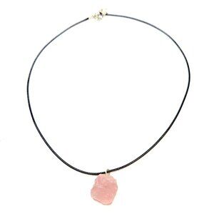 Natural Rough Rose Quartz Crystal Mineral Pendant with Cord